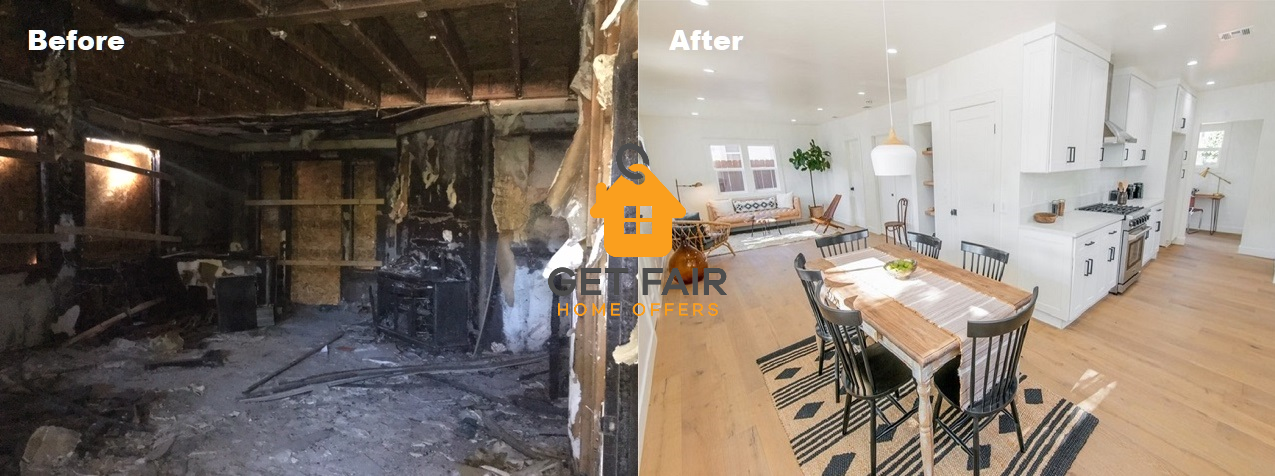 before & after example of a house we buy in Los Angeles
